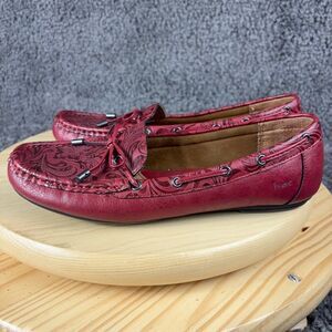 BOC Born Concepts Shoe Womens Size 10 Red Vegan Leather Slip On Moccasin Loafer